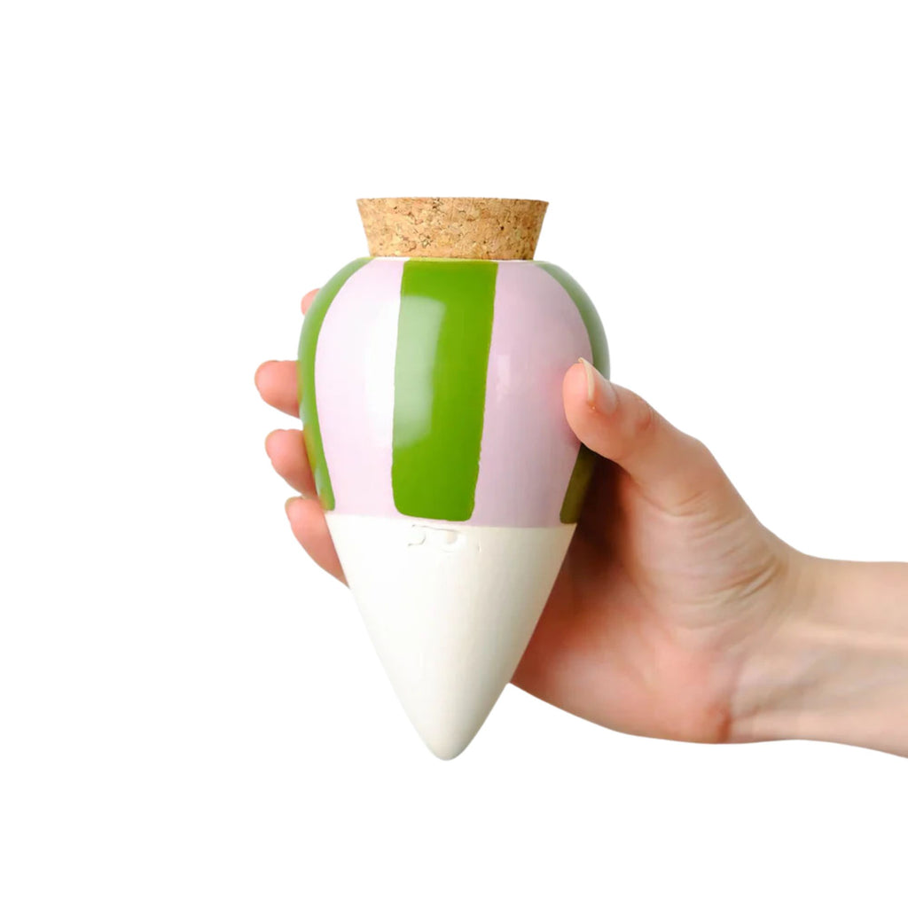 Planter Olla - Green & Lilac Striped