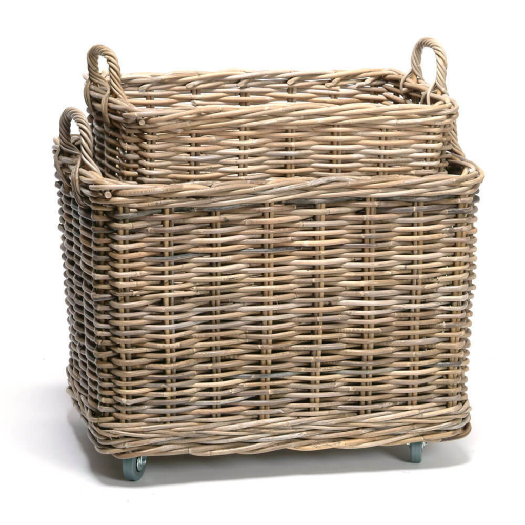 Kubu Rattan Storage Basket Set on Wheels by Bacon Basketware Limited