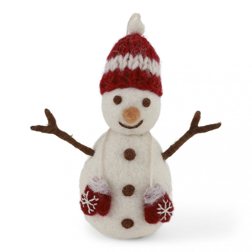 Felted Snowman With Hat & Mittens