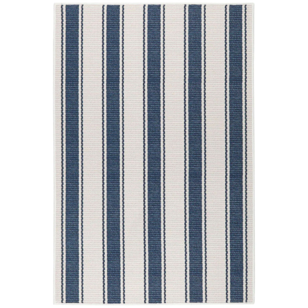 Awning Stripe Blue Washable Rug