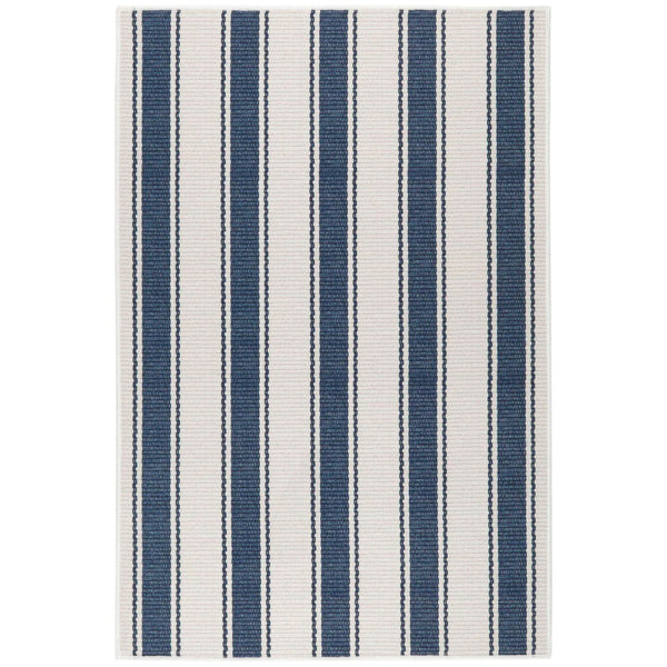 Awning Stripe Blue Washable Rug