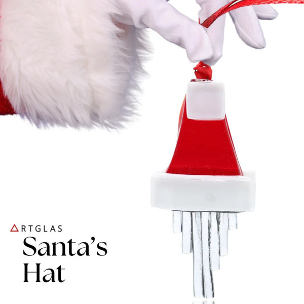 Santa's Hat Glass Ornament
