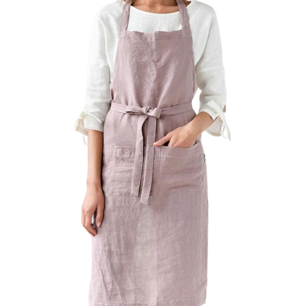 Linen Bib Apron - Woodrose