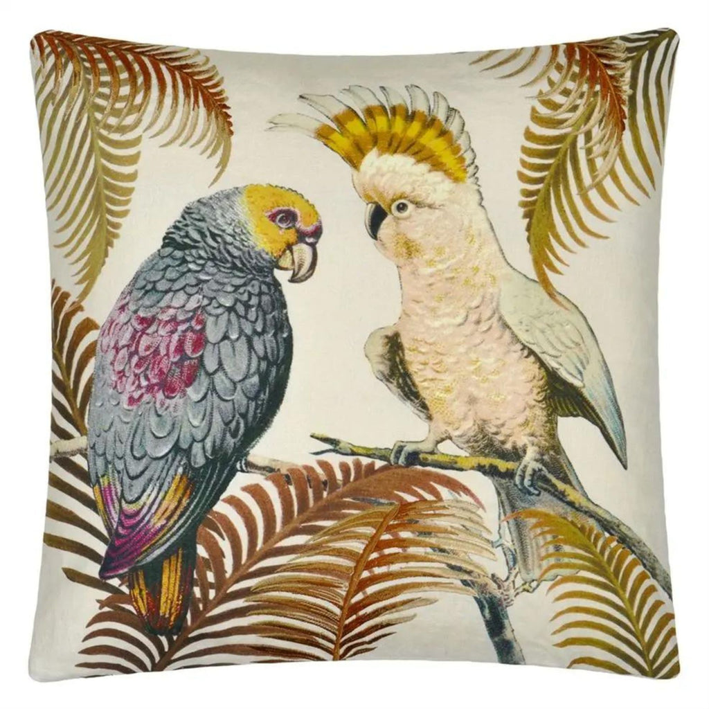 John Derian Pillow - 20x20 - Parrot and Palm Parchment