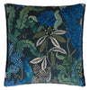 Brocart Decoratif Velours Cushion - 22x22 -Indigo