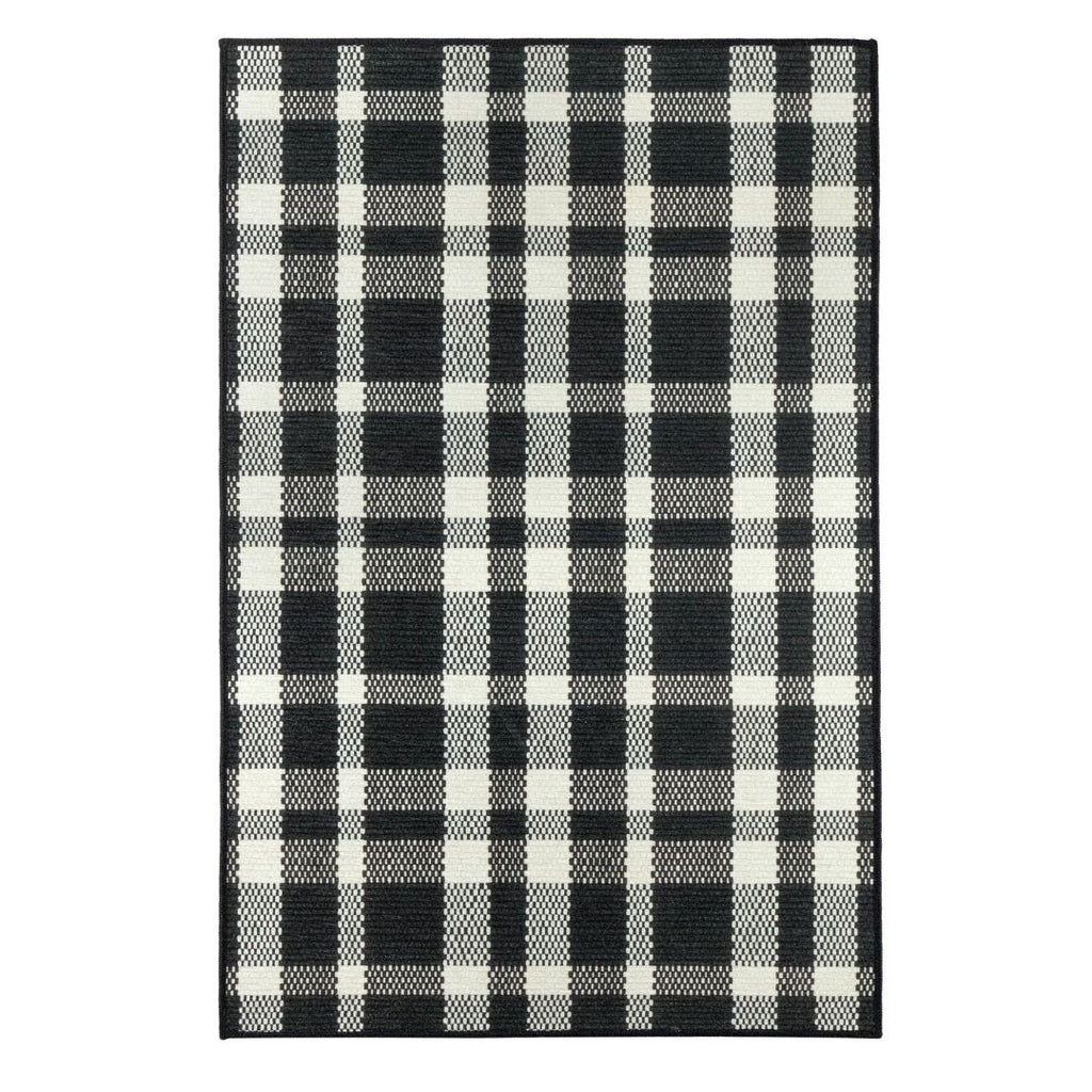 Houston Plaid Black Washable Rug