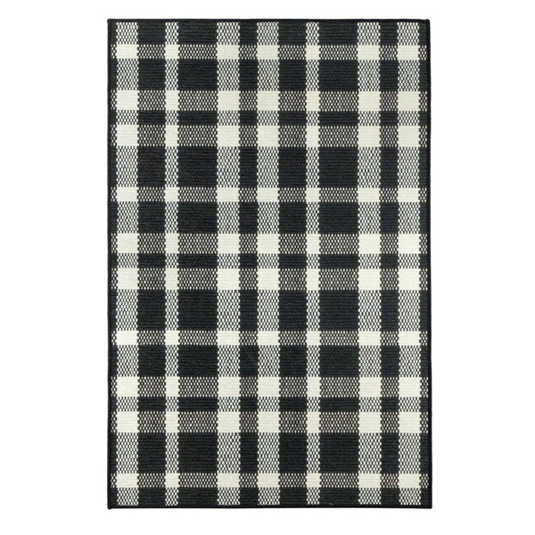 Houston Plaid Black Washable Rug