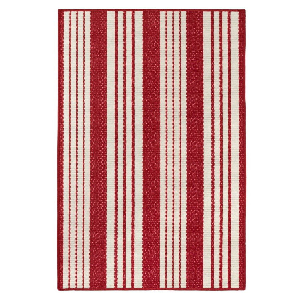 Abby Ticking Red Washable Rug