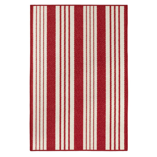 Abby Ticking Red Washable Rug