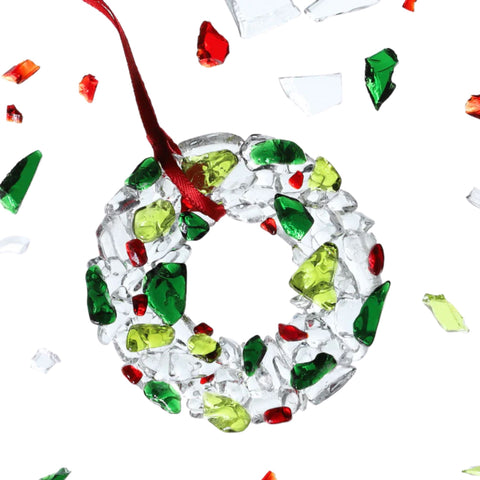 Medium Winter Wreath Glass Ornament