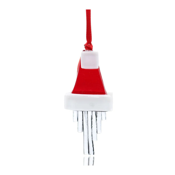Santa's Hat Glass Ornament