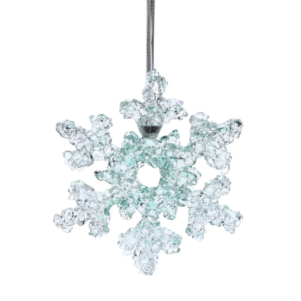 Diamond Snowflake Glass Ornament