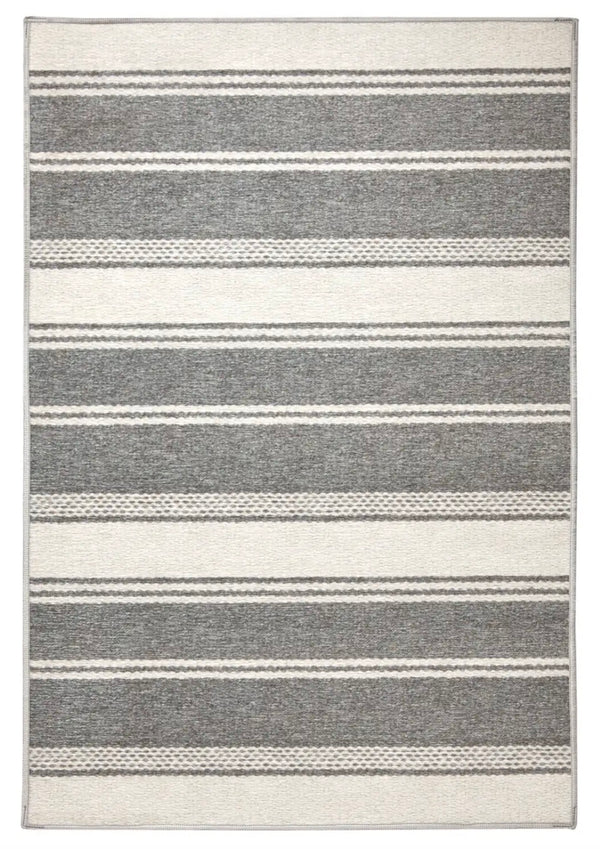 Bowman Stripe Washable Rug - Grey