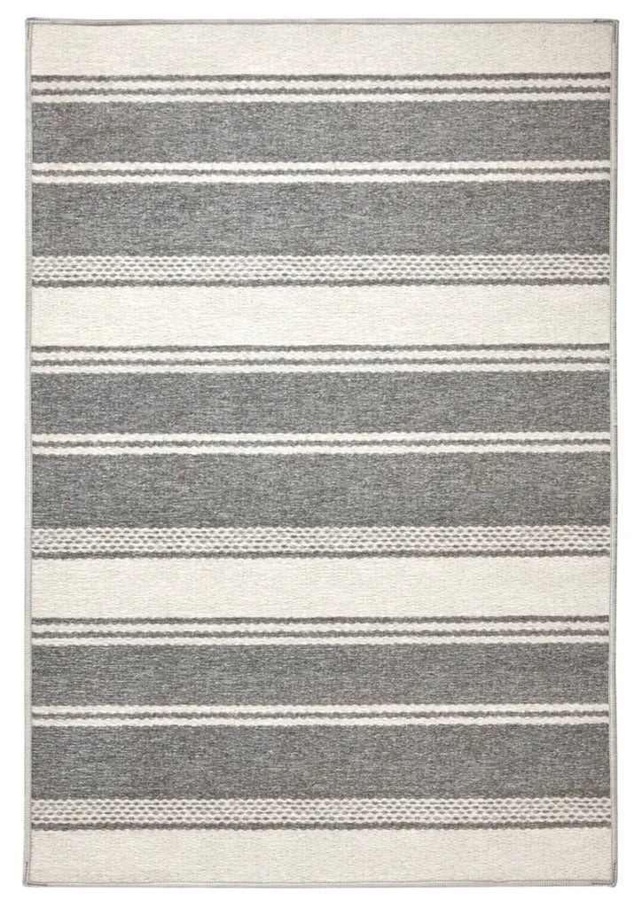 Bowman Stripe Washable Rug - Grey