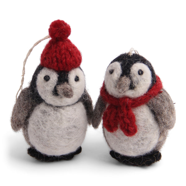 Felted Penguin with Scarf and Hat- Set of 2