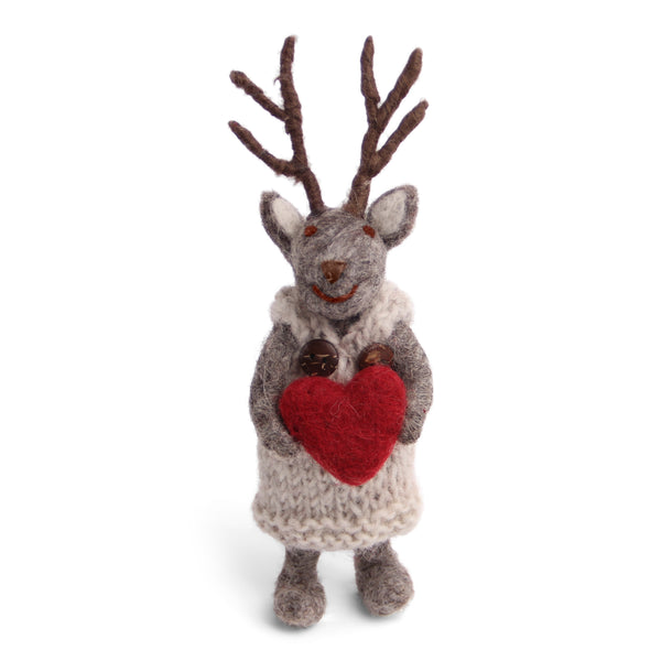 Small Felted Deer with Clothes