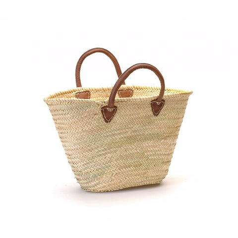 Provence Straw Market Basket with Leather Handles