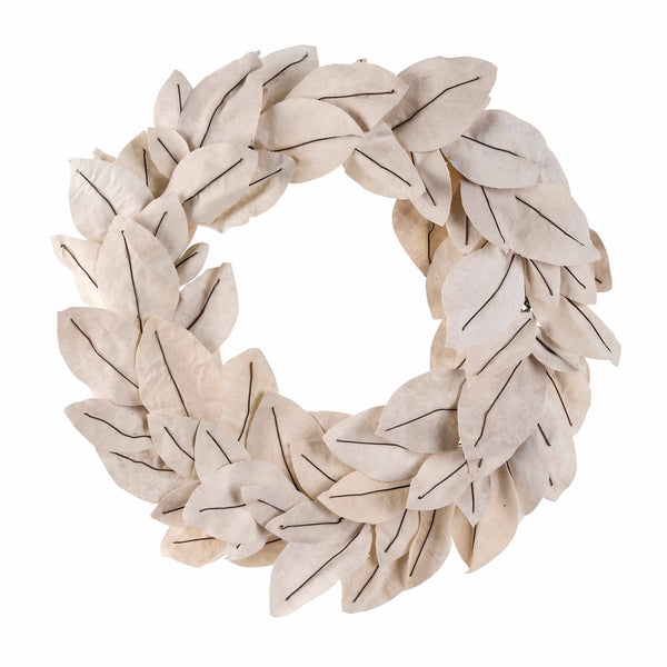 White Magnolia Canvas Wreath