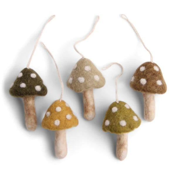 Felt Mushrooms - Green set of 5