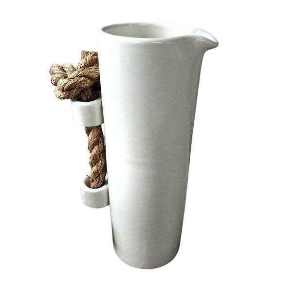 Pitcher with Manilla Rope Handle- White